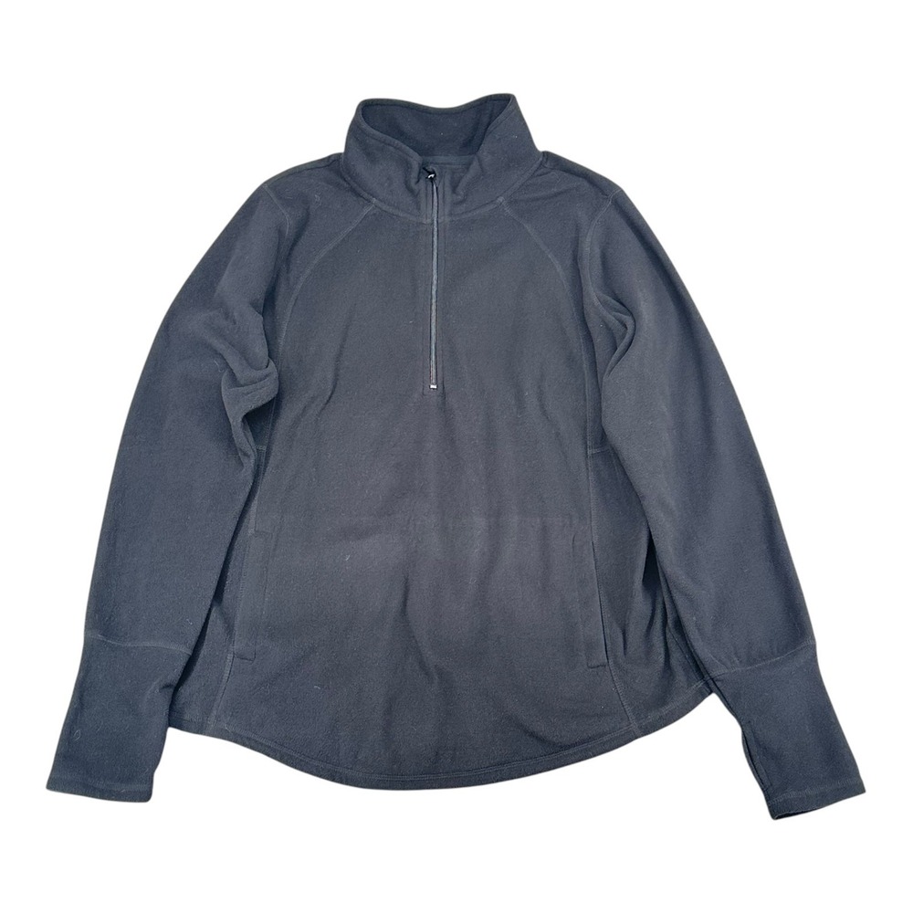 St John's Bay Women's Active L Large Black 1/2 Zip Pullover Hoodi Cozy Fitness